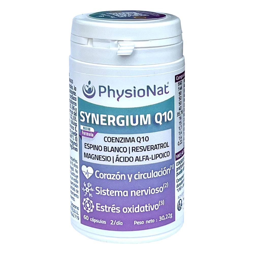 SYNERGIUM Q10 PhysioNat con coenzima Q10, espino blanco, resveratrol y magnesio para el corazón y la energía